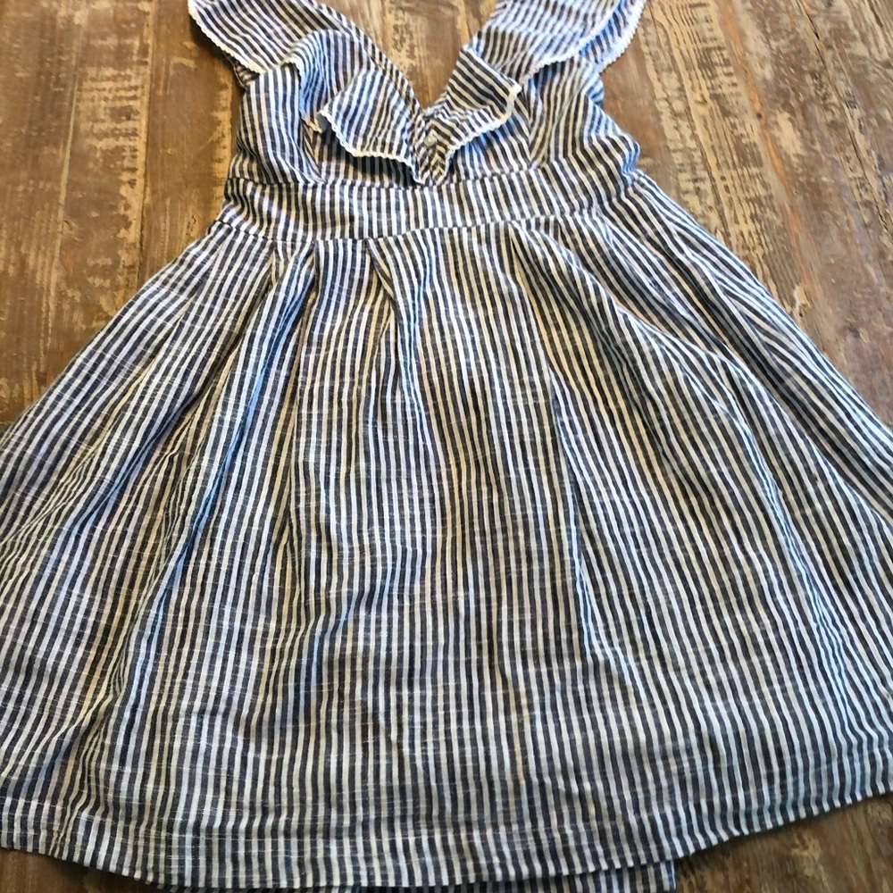 NWT Free People Striped Ruffle Tie Open Back Dress - Picture 6 of 8